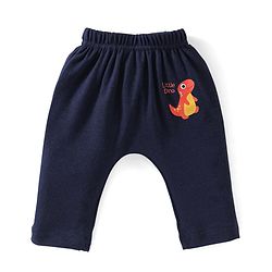 Babyhug Cotton Knit Full Length Diaper Pants Striped & Dino Print Pack Of 3 - Blue & Orange
