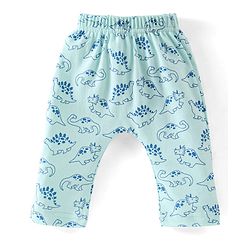 Babyhug Cotton Knit Full Length Diaper Pants Striped & Dino Print Pack Of 3 - Blue & Orange