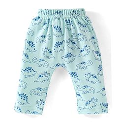 Babyhug Cotton Knit Full Length Diaper Pants Striped & Dino Print Pack Of 3 - Blue & Orange