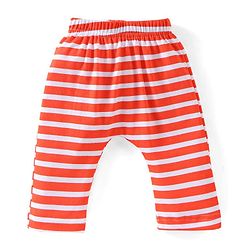 Babyhug Cotton Knit Full Length Diaper Pants Striped & Dino Print Pack Of 3 - Blue & Orange
