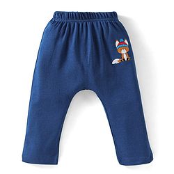 Babyhug Cotton Full Length Diaper Pants Striped & Teddy Print Pack Of 3 - White & Blue