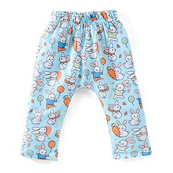 Babyhug Cotton Knit Full Length Diaper Pants Striped & Bunny Print Pack Of 3 - Multicfolour