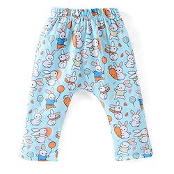Babyhug Cotton Knit Full Length Diaper Pants Striped & Bunny Print Pack Of 3 - Multicfolour