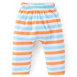 Babyhug Cotton Knit Diaper Pant Stripes & Soccer Ball Print Pack of 3 - Orange & Blue