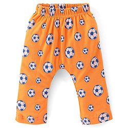 Babyhug Cotton Knit Diaper Pant Stripes & Soccer Ball Print Pack of 3 - Orange & Blue