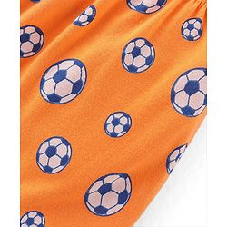 Babyhug Cotton Knit Diaper Pant Stripes & Soccer Ball Print Pack of 3 - Orange & Blue