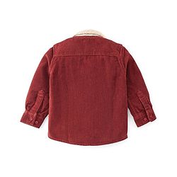 Babyhug 100% Cotton Full Sleeves Fur Collar Solid Corduroy Shirt with Front Zipper - Red