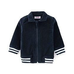 Babyhug 100% Cotton Full Sleeves Solid Corduroy Shirt with Front Zipper - Navy Blue