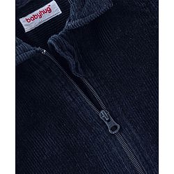 Babyhug 100% Cotton Full Sleeves Solid Corduroy Shirt with Front Zipper - Navy Blue