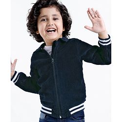 Babyhug 100% Cotton Full Sleeves Solid Corduroy Shirt with Front Zipper - Navy Blue