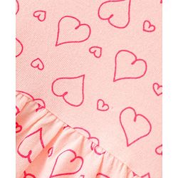 Babyhug 100% Cotton Knit Half Sleeves Frock with Bloomer Heart Print - Peach