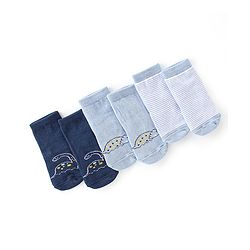 Cute Walk By Babyhug Cotton Knit Anti Bacterial Ankle Length Socks Dino Design Pack Of 3 - Multicolour