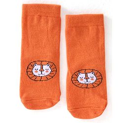 Cute Walk By Babyhug Cotton Knit Anti Bacterial Ankle Length Socks Tiger Design Pack Of 3 - Multicolour