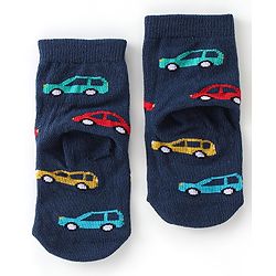 Cute Walk By Babyhug Cotton Knit Anti Bacterial Ankle Length Socks Car Design Pack Of 3 - Multicolour