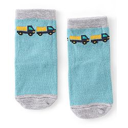 Cute Walk By Babyhug Cotton Knit Anti Bacterial Ankle Length Socks Car Design Pack Of 3 - Multicolour