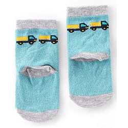 Cute Walk By Babyhug Cotton Knit Anti Bacterial Ankle Length Socks Car Design Pack Of 3 - Multicolour