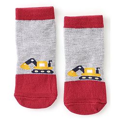 Cute Walk By Babyhug Cotton Knit Anti Bacterial Ankle Length Socks Car Design Pack Of 3 - Multicolour