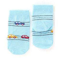 Cute Walk By Babyhug Cotton Knit Anti Bacterial Ankle Length Socks Car Design Pack Of 3 - Multicolour