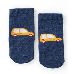 Cute Walk By Babyhug Cotton Knit Anti Bacterial Ankle Length Socks Car Design Pack Of 3 - Multicolour