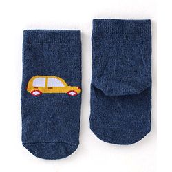 Cute Walk By Babyhug Cotton Knit Anti Bacterial Ankle Length Socks Car Design Pack Of 3 - Multicolour