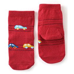 Cute Walk By Babyhug Cotton Knit Anti Bacterial Ankle Length Socks Car Design Pack Of 3 - Multicolour