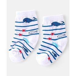Cute Walk By Babyhug Cotton Knit Anti Bacterial Ankle Length Socks Crab Design Pack Of 3 - Multicolour