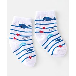 Cute Walk By Babyhug Cotton Knit Anti Bacterial Ankle Length Socks Crab Design Pack Of 3 - Multicolour