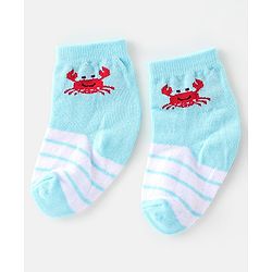 Cute Walk By Babyhug Cotton Knit Anti Bacterial Ankle Length Socks Crab Design Pack Of 3 - Multicolour