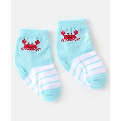 Cute Walk By Babyhug Cotton Knit Anti Bacterial Ankle Length Socks Crab Design Pack Of 3 - Multicolour