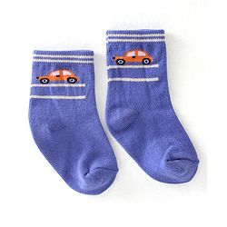 Cute Walk By Babyhug Cotton Knit Anti Bacterial Ankle Length Socks Car Design Pack Of 3 - Multicolour