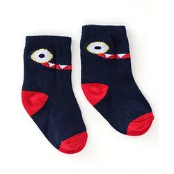 Cute Walk By Babyhug Cotton Knit Anti Bacterial Ankle Length Socks Crocodile Design Pack Of 3 - Multicolour