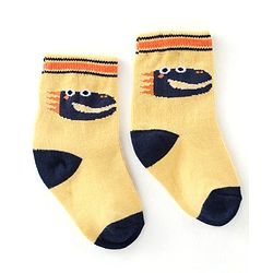 Cute Walk By Babyhug Cotton Knit Anti Bacterial Ankle Length Socks Crocodile Design Pack Of 3 - Multicolour