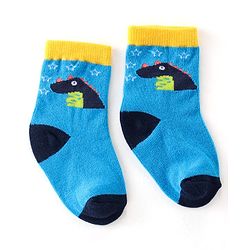 Cute Walk By Babyhug Cotton Knit Anti Bacterial Ankle Length Socks Crocodile Design Pack Of 3 - Multicolour
