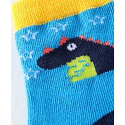 Cute Walk By Babyhug Cotton Knit Anti Bacterial Ankle Length Socks Crocodile Design Pack Of 3 - Multicolour