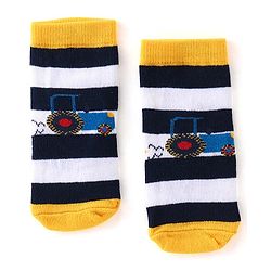 Cute Walk By Babyhug Cotton Knit Anti Bacterial Ankle Length Socks Car Design Pack Of 3 - Multicolour