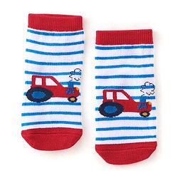 Cute Walk By Babyhug Cotton Knit Anti Bacterial Ankle Length Socks Car Design Pack Of 3 - Multicolour