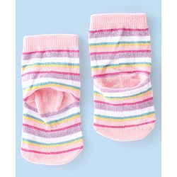 Cute Walk By Babyhug Cotton Knit Anti Bacterial Ankle Length Socks Heart Design Pack Of 3 - Multicolour