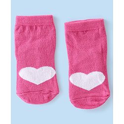 Cute Walk By Babyhug Cotton Knit Anti Bacterial Ankle Length Socks Heart Design Pack Of 3 - Multicolour