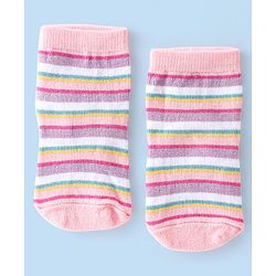 Cute Walk By Babyhug Cotton Knit Anti Bacterial Ankle Length Socks Heart Design Pack Of 3 - Multicolour