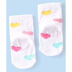 Cute Walk By Babyhug Cotton Knit Anti Bacterial Ankle Length Socks Heart Design Pack Of 3 - Multicolour