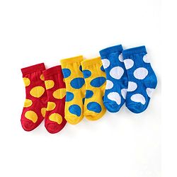 Cute Walk By Babyhug Cotton Knit Anti Bacterial Ankle Length Socks Circle Design Pack Of 3 - Multicolour