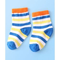 Cute Walk By Babyhug Cotton Knit Anti Bacterial Ankle Length Socks Basket Ball Design Pack Of 3 - Multicolour