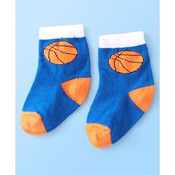 Cute Walk By Babyhug Cotton Knit Anti Bacterial Ankle Length Socks Basket Ball Design Pack Of 3 - Multicolour