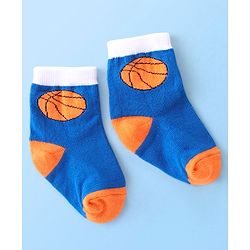 Cute Walk By Babyhug Cotton Knit Anti Bacterial Ankle Length Socks Basket Ball Design Pack Of 3 - Multicolour