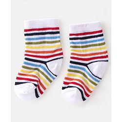 Cute Walk By Babyhug Cotton Knit Anti Bacterial Ankle Length Socks Car Design Pack Of 3 - Multicolour
