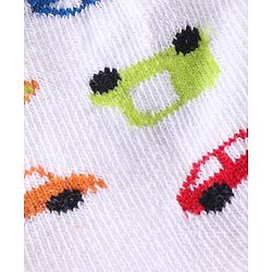 Cute Walk By Babyhug Cotton Knit Anti Bacterial Ankle Length Socks Car Design Pack Of 3 - Multicolour