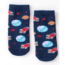Cute Walk By Babyhug Cotton Knit Anti Bacterial Ankle Length Socks Star Design Pack Of 3 - Multicolour