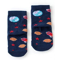 Cute Walk By Babyhug Cotton Knit Anti Bacterial Ankle Length Socks Star Design Pack Of 3 - Multicolour