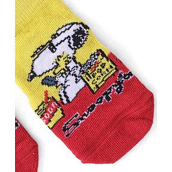 Cute Walk by Babyhug Terry Knit Ankle Length Anti Bacterial Socks Snoopy Design - Multicolour