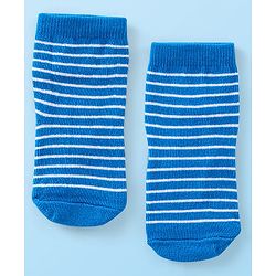 Cute Walk By Babyhug Anti Bacterial Ankle Length Socks Striped & Dino Design Pack Of 3 - Blue & White